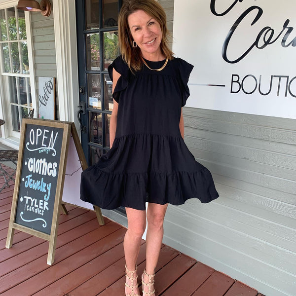 Black Ruffle Dress Christy's Corner Boutique Black Ruffle Dress Christy's Corner Boutique